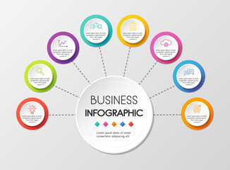 Fototapeta na wymiar Business infographic with 8 circle elements. Vector