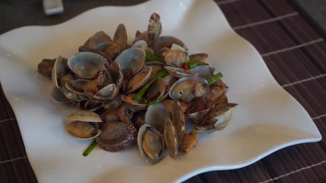 stir fried asian lala clam, chinese foods