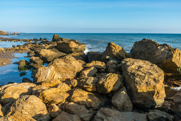 Fototapeta na wymiar Big stones on the edge of the Black Sea