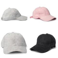 Blank flat snap back hat  set on white background