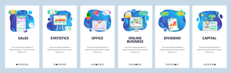 Website and mobile app onboarding screens vector template