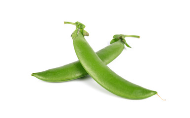 Sweet fresh green peas isolated on white background