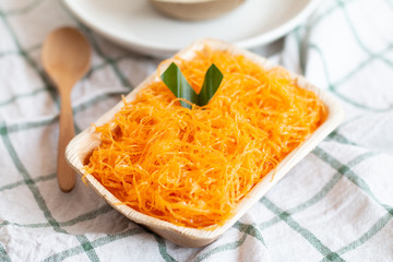 Gold Egg Yolk Thread Cakes on vintage table