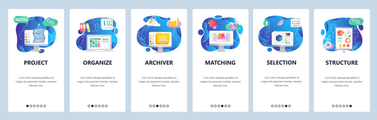 Website and mobile app onboarding screens vector template