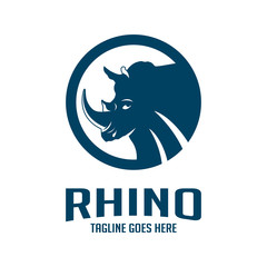 Obraz premium rhinoceros head logo design in a circle