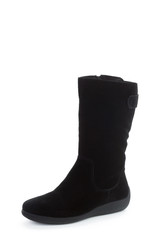 Winter female leather boots isolated on white background