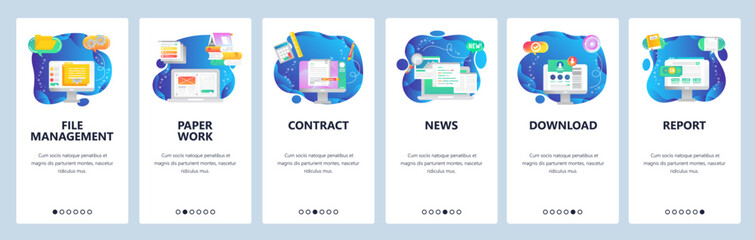 Website and mobile app onboarding screens vector template