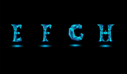 Ice letters in low polly style