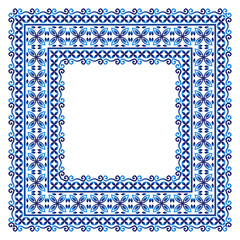 Ceramic tile border pattern. Islamic, indian, arabic motifs. Damask border seamless pattern. Porcelain ethnic bohemian background.