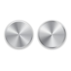 Set of vector realistic metal button for domestic electronics, different design isolated on white background. 3D illustration.