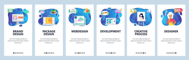 Website and mobile app onboarding screens vector template