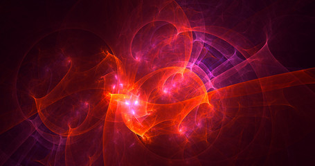 3D rendering abstract red fractal light background