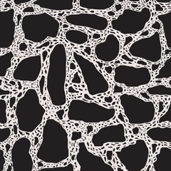 Terrazzo background, marble surface, seamless pattern. Black and white. Vector illustration, EPS 10