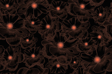 Flower rose, seamless pattern. Hand-drawn, vector illustration. - 276657105