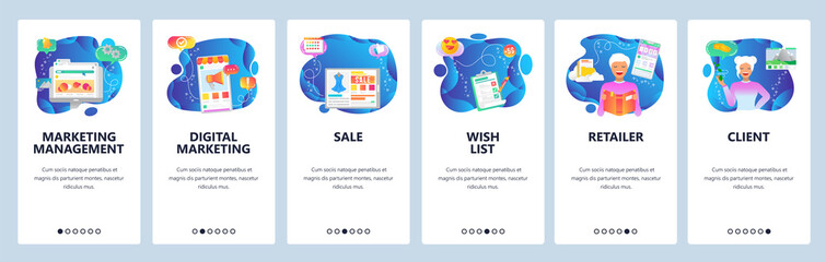 Website and mobile app onboarding screens vector template