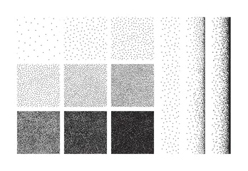 Fototapeten Set of half tone dot background, seamless pattern. Hand made stipple effect. Vector illustration isolated on white © kovalto1