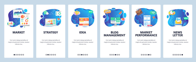 Website and mobile app onboarding screens vector template