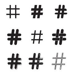 Hashtag, vector set isolated on white background