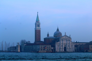 Fototapeta na wymiar Venezia, Italia, December 28, 2018 view of the Church of the Most Holy Redeemer