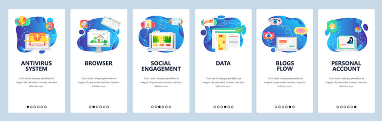 Website and mobile app onboarding screens vector template