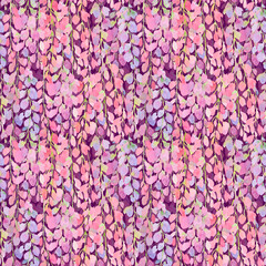 wisteria flowers pink seamless pattern, watercolor illustration