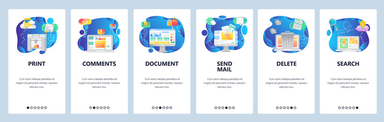 Website and mobile app onboarding screens vector template