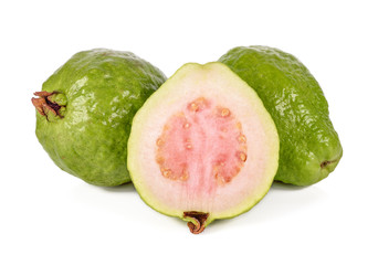Pink guava fruit isolated on white background