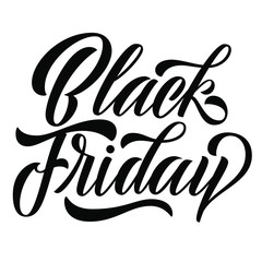 Black friday hand lettering, isolated on white background. Sale brush calligraphy, vector illustration. 
