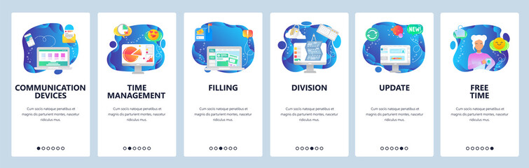 Website and mobile app onboarding screens vector template