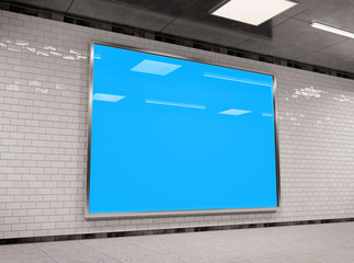 Horizontal underground billboard frame Mockup 3D rendering