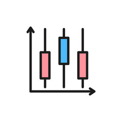 Chart with different levels flat color icon.