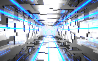 Obraz premium 3d abstract tunnel with neon light. 3d illustration