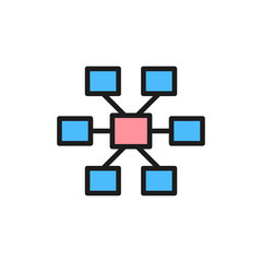Fototapeta premium Connections, hierarchy flat color icon. Isolated on white background