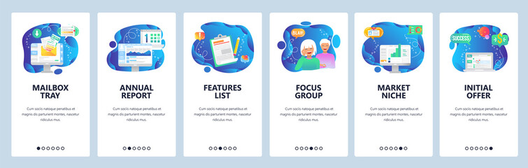 Website and mobile app onboarding screens vector template