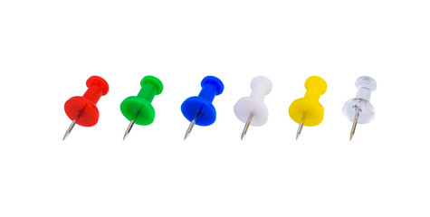 Group of push pins in different colors