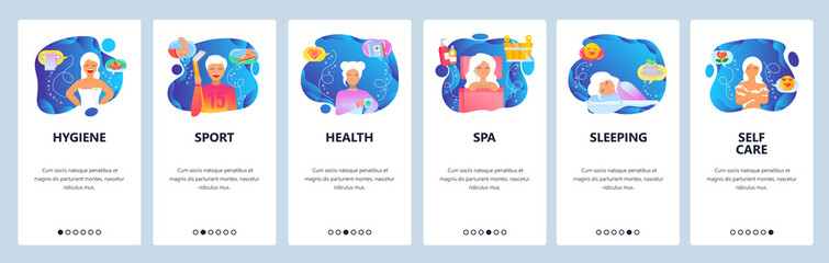Website and mobile app onboarding screens vector template