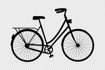 Fototapeta na wymiar Bicycle Silhouette - Vector Illustration - Isolated On Transparent Background