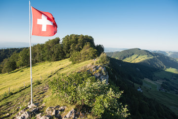 beautiful landscape in switzerland, view from vogelberg canton solothurn.