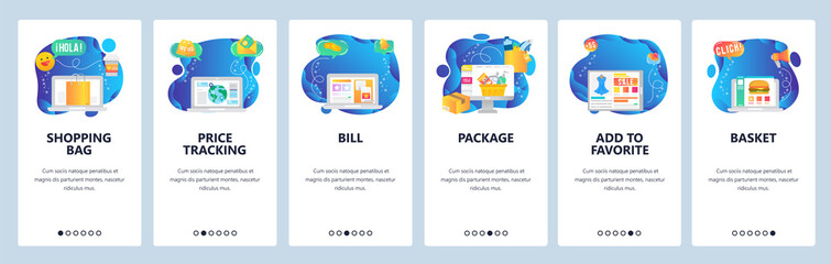 Website and mobile app onboarding screens vector template