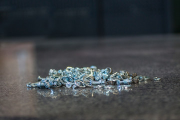 Various hardware: bolts, nuts, washers, screws.