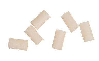 Wax earplugs for a good night's sleep Cancel noise. Isolated on white.