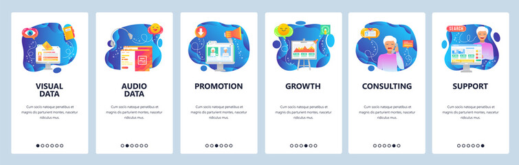 Website and mobile app onboarding screens vector template