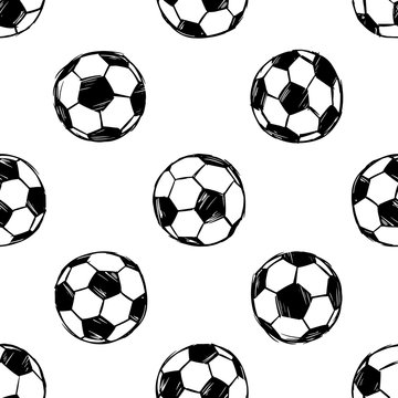Football Soccer balls doodle seamless pattern. Vector illustration background. For print, textile, web, home decor, fashion, surface, graphic design