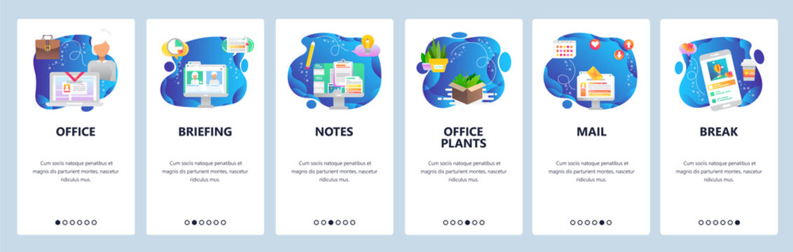 Website and mobile app onboarding screens vector template