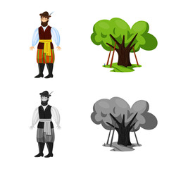 Isolated object of traditional and tour icon. Collection of traditional and landmarks stock symbol for web.