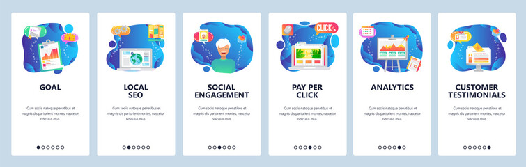 Website and mobile app onboarding screens vector template