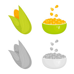 Vector design of cornfield and vegetable sign. Set of cornfield and vegetarian vector icon for stock.
