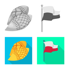 Vector design of traditional and tour sign. Collection of traditional and landmarks stock symbol for web.