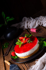 delicious cream quark pie with strawberries