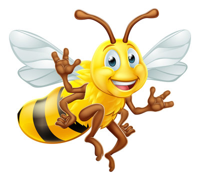 A honey bumble bee cute cartoon character mascot